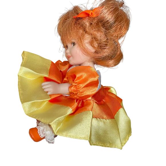 Marie Osmond Candy Corn Too Sweet Doll 5" 2008 Red Hair Orange Yellow Dress READ - Picture 3 of 14